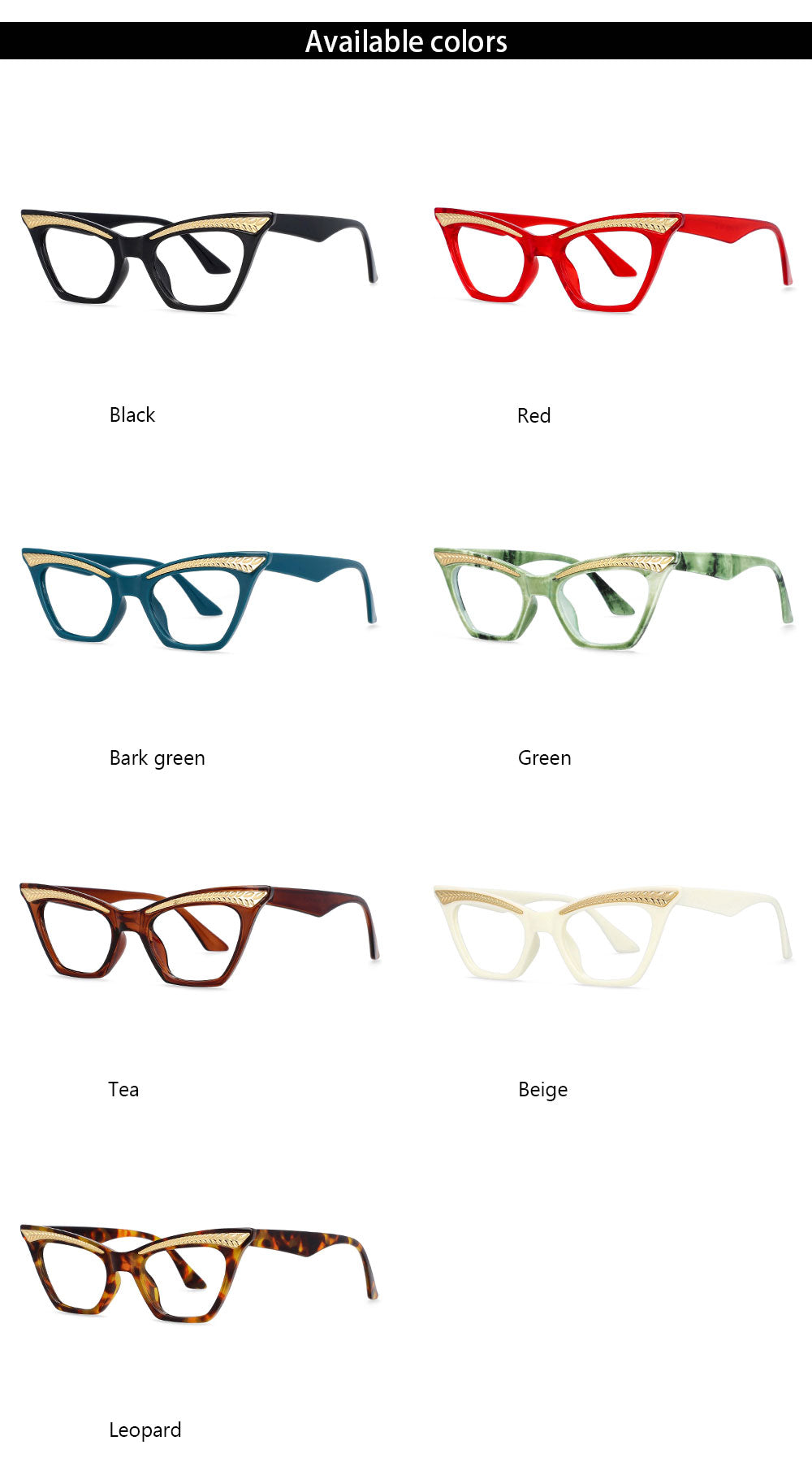 CCspace Unisex Full Rim Square Cat Eye Resin Frame Eyeglasses 54373 Full Rim CCspace