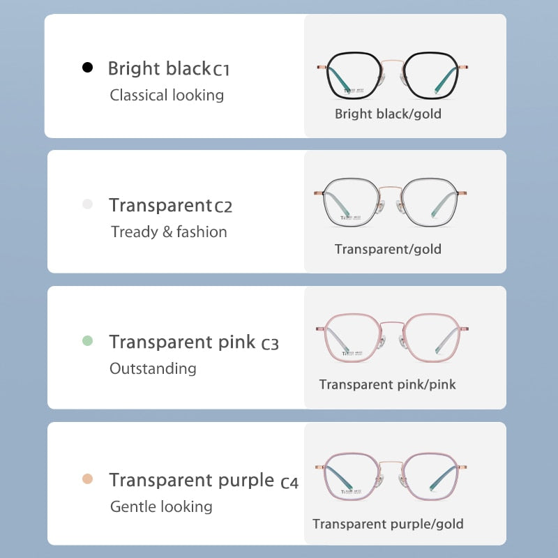 Reven Jate Unisex Full Rim Round Square Acetate Titanium Frame Eyeglasses R2322 Full Rim Reven Jate