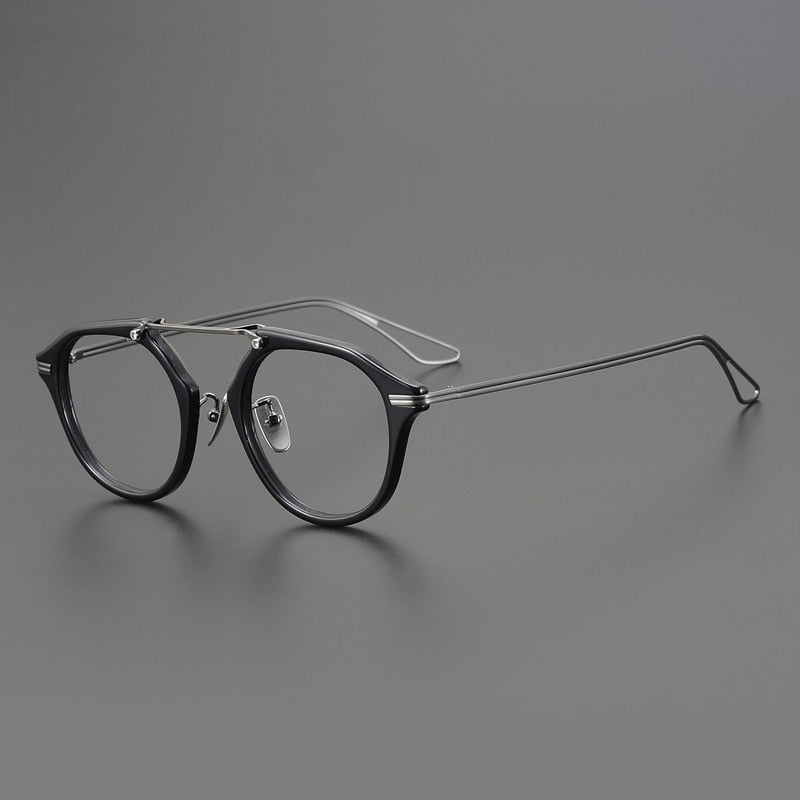 Gatenac Unisex Full Rim Oval Double Bridge Titanium Eyeglasses Gxyj925 Full Rim Gatenac