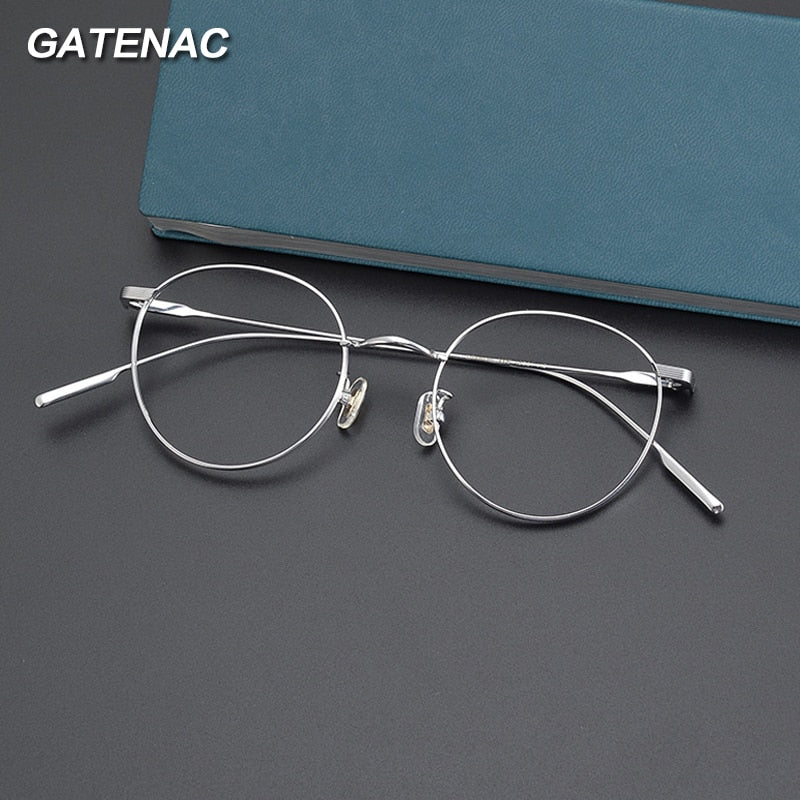 Gatenac Unisex Full Rim Round Titanium Eyeglasses Gxyj1011 Full Rim Gatenac
