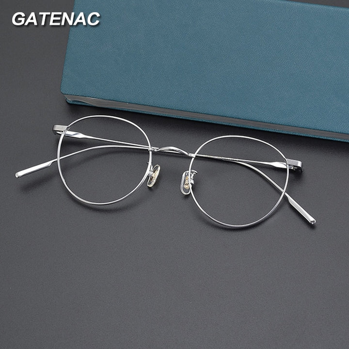 Gatenac Unisex Full Rim Round Titanium Eyeglasses Gxyj1011 Full Rim Gatenac