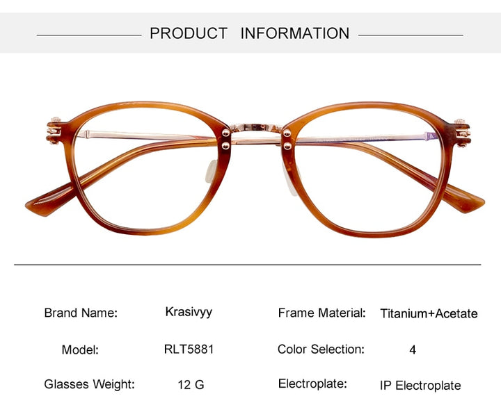 Krasivyy Unisex Full Rim Oval Titanium Acetate Eyeglasses Rlt5881 Full Rim Krasivyy