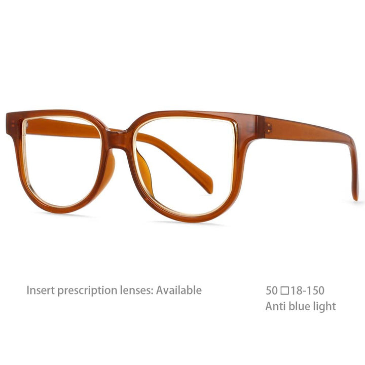 CCspace Unisex Full Rim Square Resin Frame Eyeglasses 54476 Full Rim CCspace China tea