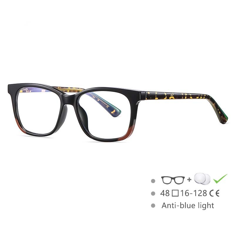 CCspace Youth's Unisex Full Rim Square Tr 90 Titanium Eyeglasses 54523 Full Rim CCspace China black