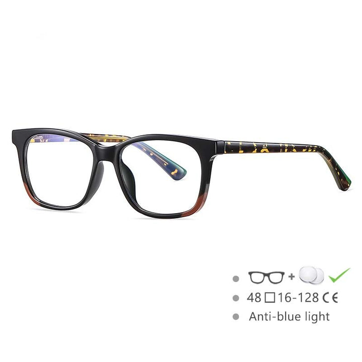 CCspace Youth's Unisex Full Rim Square Tr 90 Titanium Eyeglasses 54523 Full Rim CCspace China black