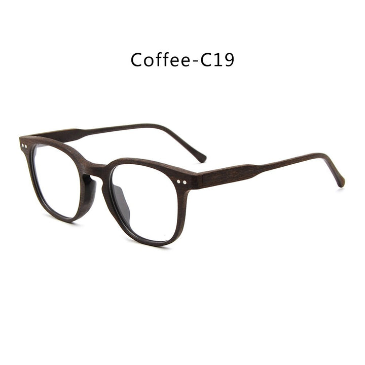 Hdcrafter Men's Full Rim Square Bamboo Wood Eyeglasses M9205 Full Rim Hdcrafter Eyeglasses Coffee-C19