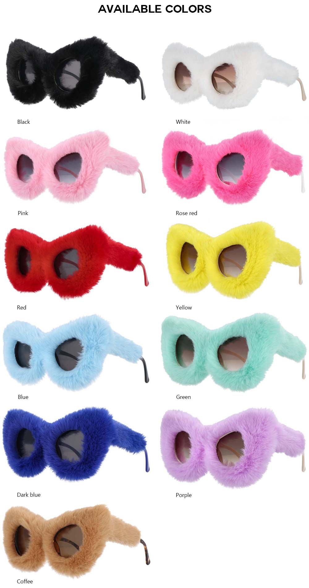 CCspace Women's Full Rim Velvet/Resin Cat Eye Sunglasses 54190 Sunglasses CCspace Sunglasses