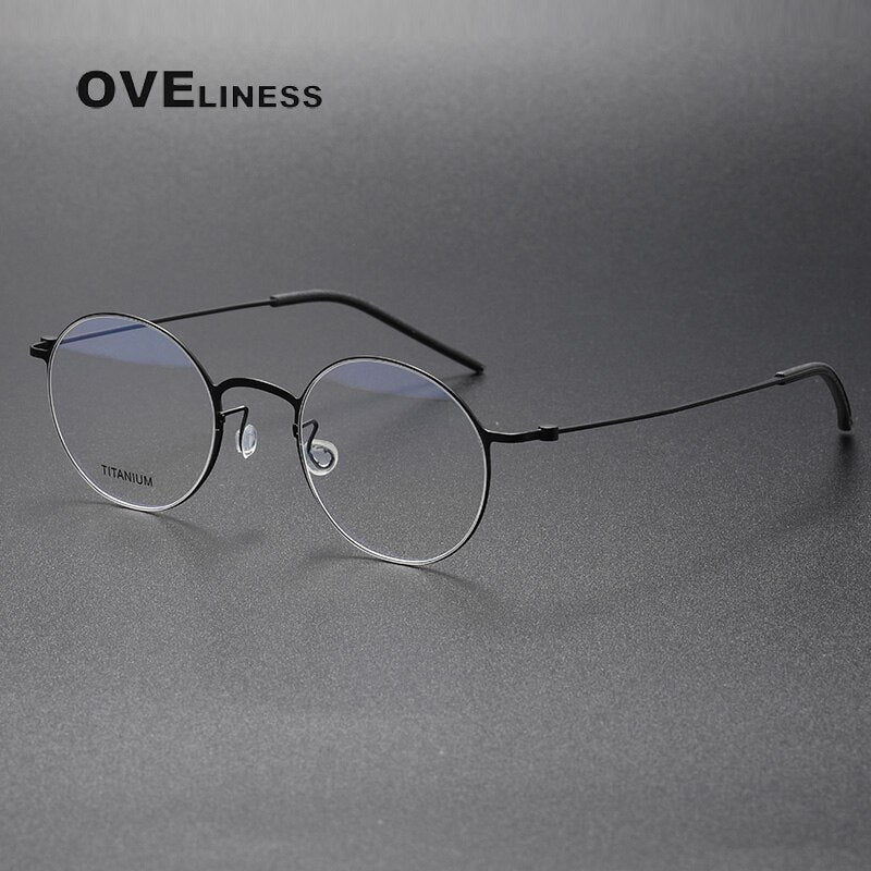 Oveliness Unisex Full Rim Round Titanium Eyeglasses 5044 Full Rim Oveliness black