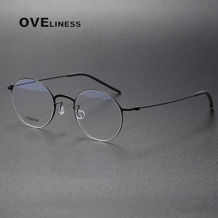 Oveliness Unisex Full Rim Round Titanium Eyeglasses 5044 Full Rim Oveliness black
