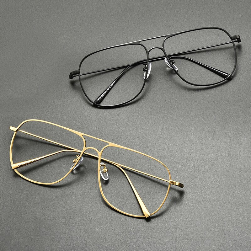 Gatenac Unisex Full Rim Square Titanium Double Bridge Eyeglasses Gxyj836 Full Rim Gatenac