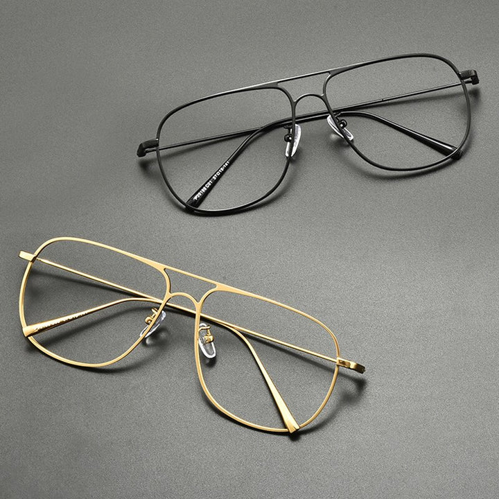 Gatenac Unisex Full Rim Square Titanium Double Bridge Eyeglasses Gxyj836 Full Rim Gatenac