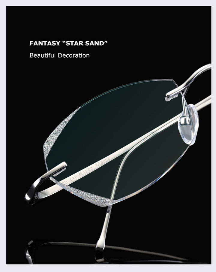 Chashma Unisex Rimless Diamond Cut Titanium Frame Custom Lens Eyeglasses 3306 Rimless Chashma