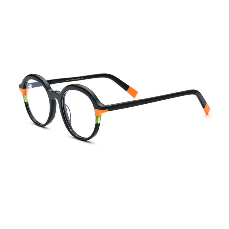 CCspace Unisex Full Rim Large Round Tr 90 Titanium Eyeglasses 53342 Full Rim CCspace Black China