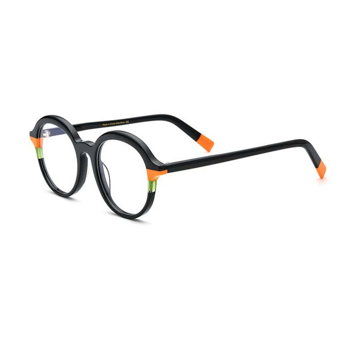 CCspace Unisex Full Rim Large Round Tr 90 Titanium Eyeglasses 53342 Full Rim CCspace Black China