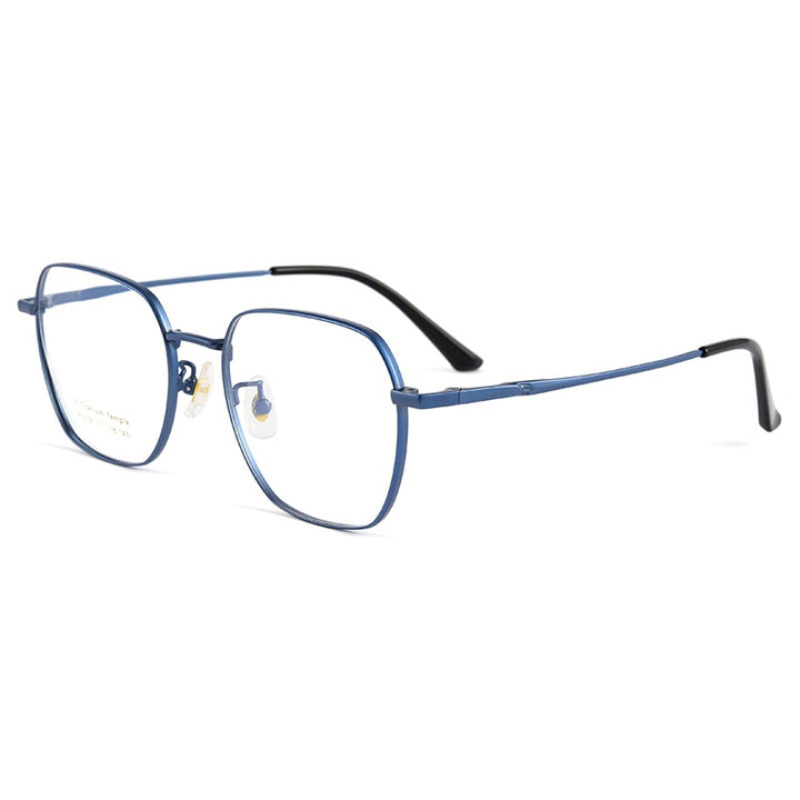Handoer Men's Full Rim Irregular Square Titanium Eyeglasses K5058bsf Full Rim Handoer blue  
