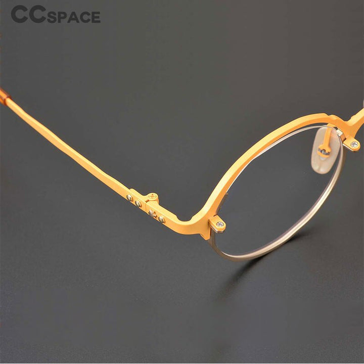 CCspace Unisex Full Rim Irregular Round Handcrafted Titanium Eyeglasses 53160 Full Rim CCspace