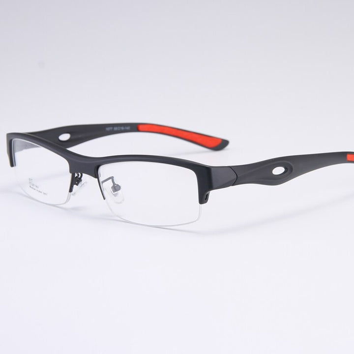 Bclear Men's Semi Rim Rectangle Tr 90 Sport Eyeglasses My1077 Semi Rim Bclear Black red