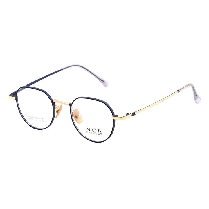 Zirosat Women's Full Rim Round Titanium Acetate Frame Eyeglasses 88306 Full Rim Zirosat blue-golden  