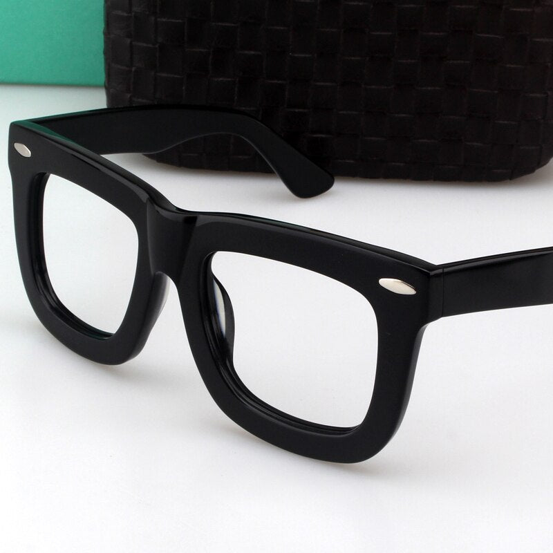 Cubojue Unisex Full Rim Thick Square Tr 90 Titanium Myopic Reading Glasses Reading Glasses Cubojue anti blue light 0 Black