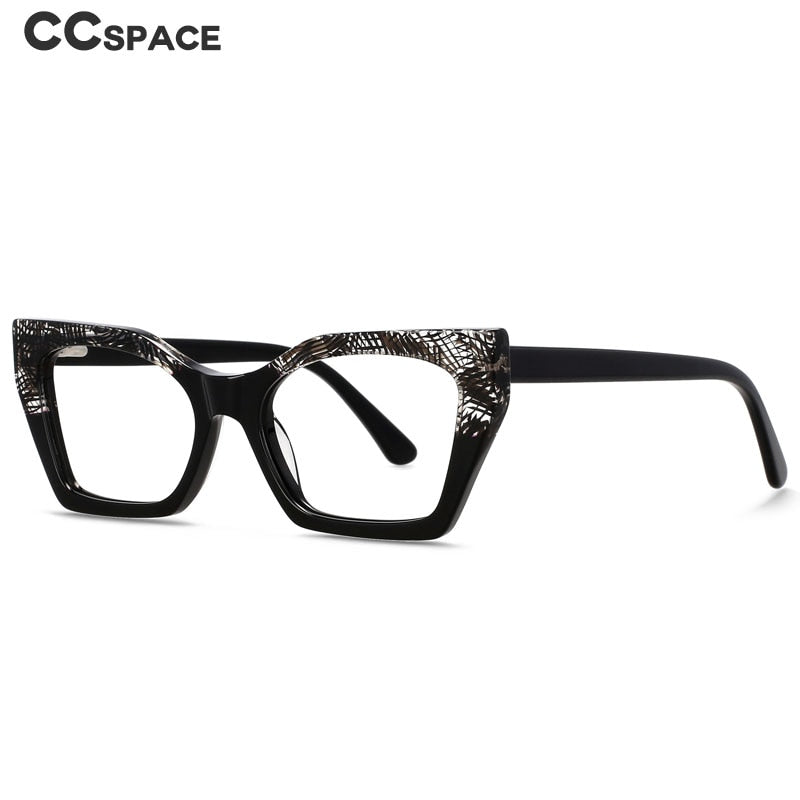 CCspace Unisex Full Rim Big Square Cat Eye Acetate Eyeglasses 55366 Full Rim CCspace