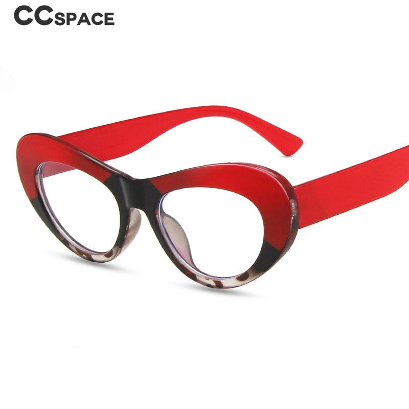 CCspace Women's Full Rim Big Cat Eye Acetate Titanium Eyeglasses 55514 Full Rim CCspace