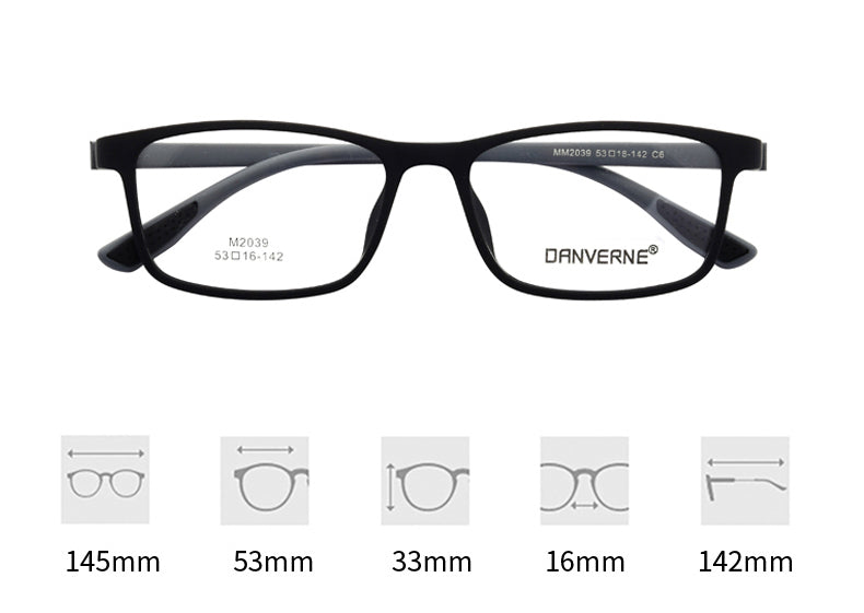 Zirosat Unisex Full Rim Square Ultem Frame Eyeglasses M2039 Full Rim Zirosat