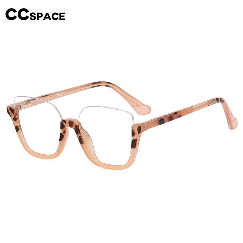CCspace Women's Semi Rim Big Square Tr 90 Titanium Eyeglasses 55066 Semi Rim CCspace