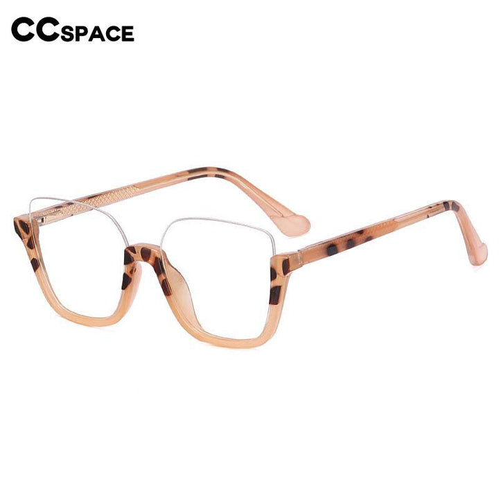 CCspace Women's Semi Rim Big Square Tr 90 Titanium Eyeglasses 55066 Semi Rim CCspace