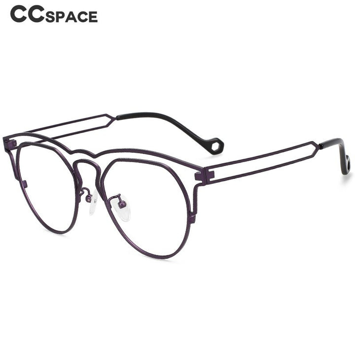 CCspace Unisex Full Rim Round Double Bridge Titanium Eyeglasses 55522 Full Rim CCspace