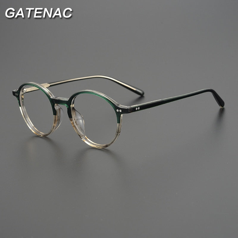 Gatenac Unisex Full Rim Round Acetate Eyeglasses Gxyj961 Full Rim Gatenac
