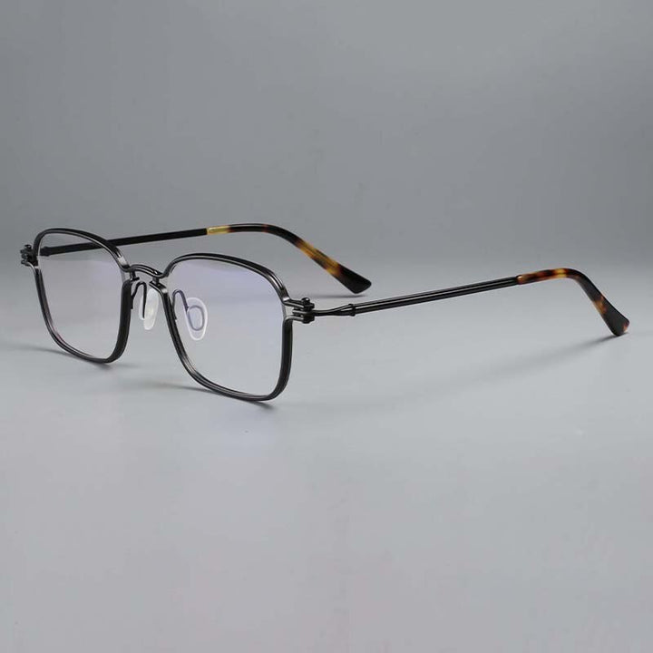 CCspace Unisex Full Rim Square Handcrafted Titanium Eyeglasses 54708 Full Rim CCspace China Black