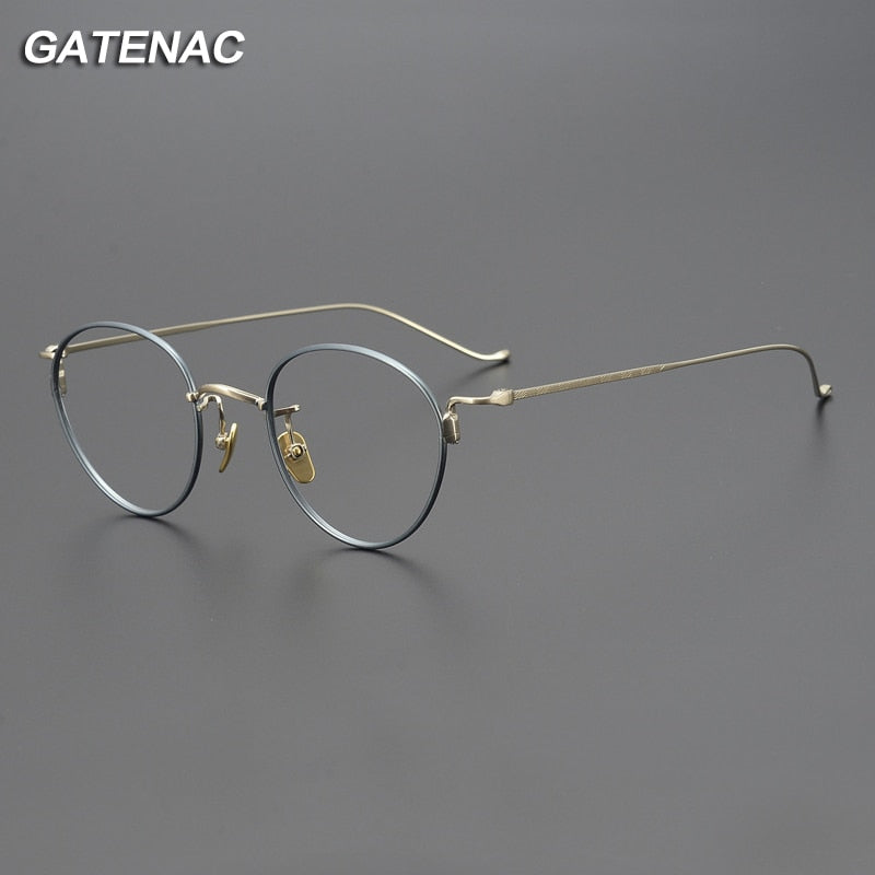 Gatenac Unisex Full Rim Round Titanium Eyeglasses Gxyj1051 Full Rim Gatenac