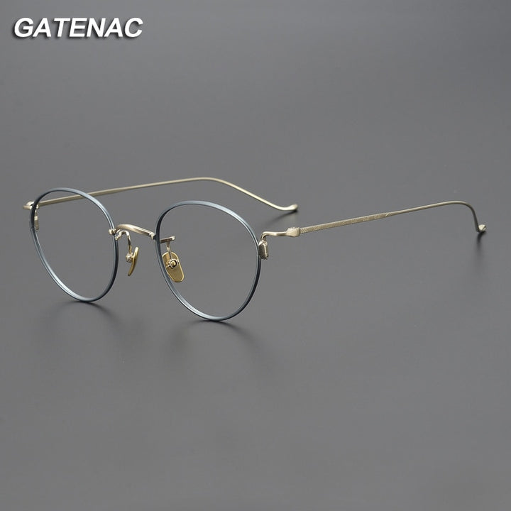 Gatenac Unisex Full Rim Round Titanium Eyeglasses Gxyj1051 Full Rim Gatenac