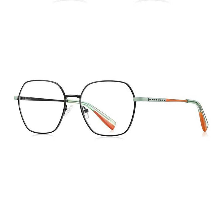 CCspace Women's Full Rim Polygon Square Stainless Steel Eyeglasses 54712 Full Rim CCspace China Black green