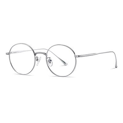 Ralferty Unisex Full Rim Oversized Round Titanium Eyeglasses Full Rim Ralferty China C05 Silver 