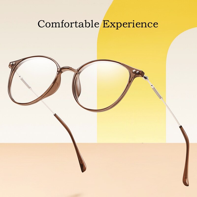 Yimaruili Unisex Full Rim Round Tr 90 Alloy Eyeglasses 90045 Full Rim Yimaruili Eyeglasses
