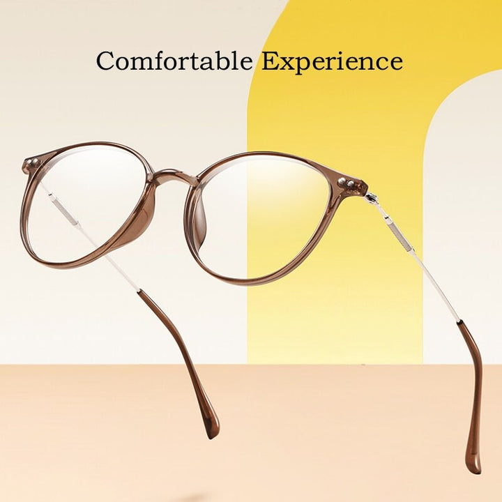 Yimaruili Unisex Full Rim Round Tr 90 Alloy Eyeglasses 90045 Full Rim Yimaruili Eyeglasses