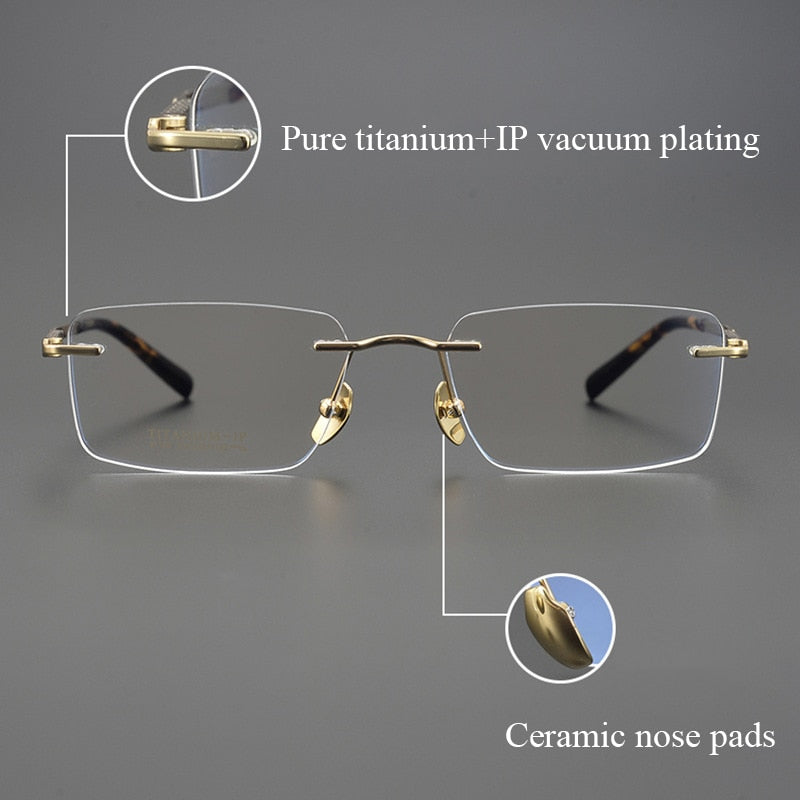 Bclear Men's Rimless Square Titanium Eyeglasses Mys91106 Rimless Bclear