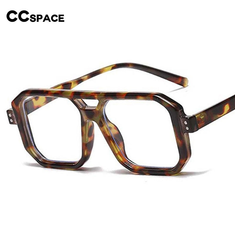 CCspace Unisex Full Rim Big Size Square Double Bridge Resin Frame Eyeglasses 54605 Full Rim CCspace