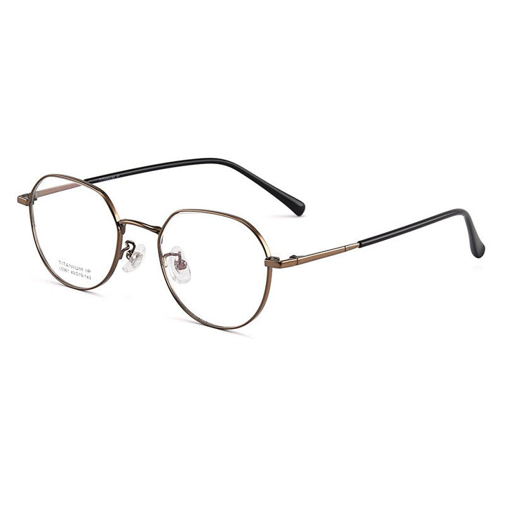 Bclear Unisex Full Rim Polygon Titanium Eyeglasses Lb5361 Full Rim Bclear Brown