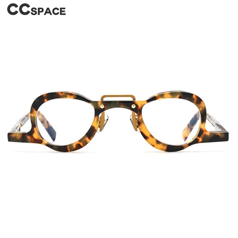 CCspace Unisex Full Rim Small Round Double Bridge Acetate Eyeglasses 54565 Full Rim CCspace