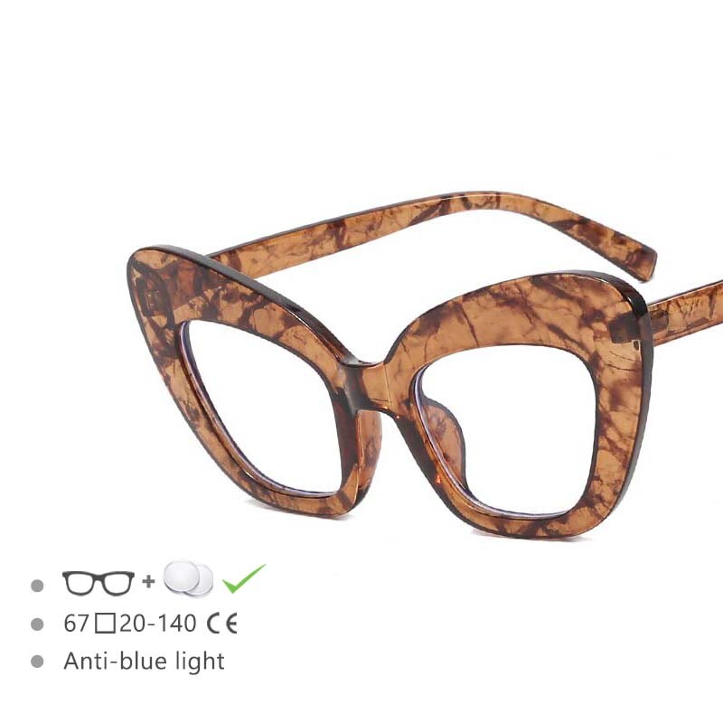 CCspace Women's Full Rim Oversized Cat Eye Acetate Frame Eyeglasses 54531 Full Rim CCspace Tea flower China
