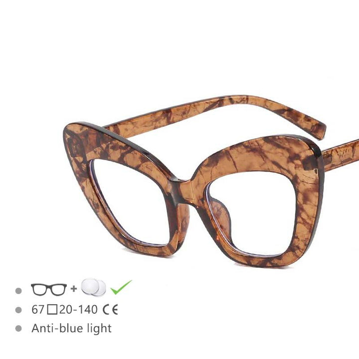 CCspace Women's Full Rim Oversized Cat Eye Acetate Frame Eyeglasses 54531 Full Rim CCspace Tea flower China