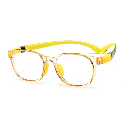Ralferty Unisex Children's Full Rim Round Square Tr 90 Silicone Eyeglasses M91029 Full Rim Ralferty C4 Clear Yellow China