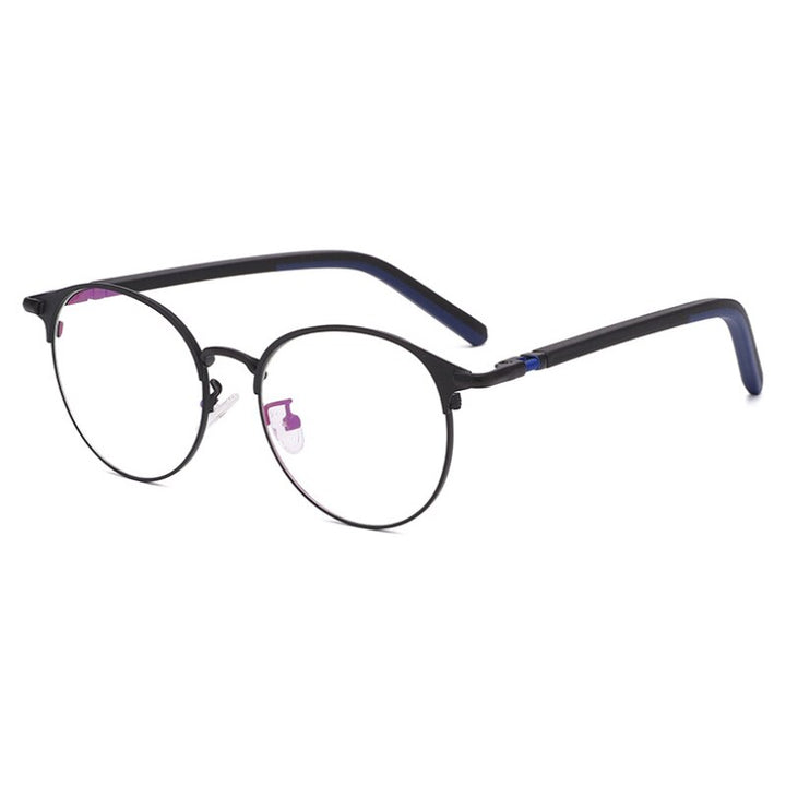 Handoer Unisex Full Rim Round Tr 90 Alloy Eyeglasses 6628 Full Rim Handoer BLUE