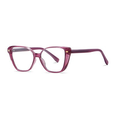 Ralferty Women's Full Rim Square Cat Eye Tr 90 Acetate Eyeglasses D908 Full Rim Ralferty China C484 Purple 