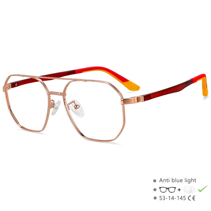 CCspace Unisex Full RIm Oval Double Bridge Alloy Eyeglasses 55604 Full Rim CCspace China Red