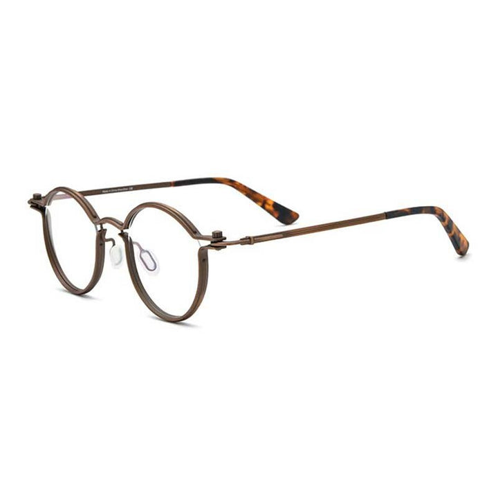 CCspace Unisex Full Rim Round Steampunk Titanium Eyeglasses 54721 Full Rim CCspace Brown China