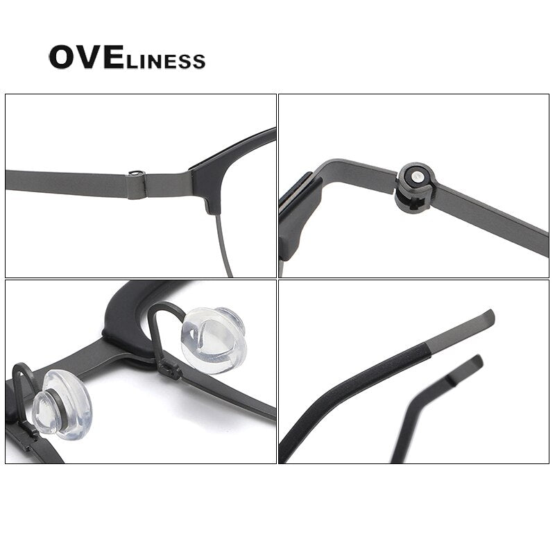 Oveliness Unisex Full Rim Square Screwless Acetate Titanium Eyeglasses 9835 Full Rim Oveliness