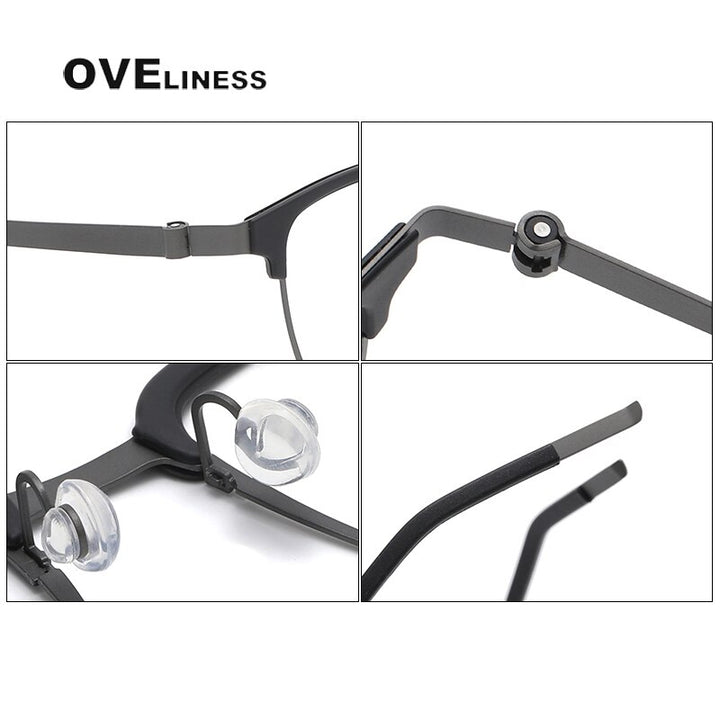 Oveliness Unisex Full Rim Square Screwless Acetate Titanium Eyeglasses 9835 Full Rim Oveliness